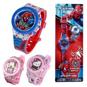 Anime Flash lumière Spiderman enfants montres pour garçons dessin animé Mickey Minnie enfants montre