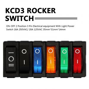 KCD3 interrupteur &agrave; bascule avec LED ON OFF 16A 250V 220V 3 broches 20A petit couvercle de lumi&egrave;re