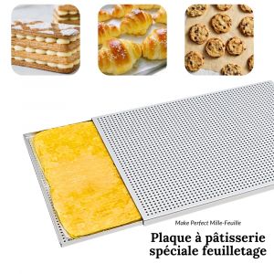Plateau de cuisson de pâtisserie feuilletée Mille Feuille, moules à pâtisserie rectangulaires, plat