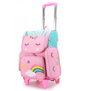 Dessin animé licorne sacs d'école sac à dos à roulettes pour filles sac à roulettes avec roues