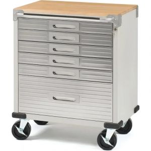 Table d'&Eacute;tabli Roulant UltraHD RapDuty avec Plateau en Bois Massif, Poste de Travail pour Garage,