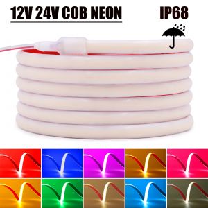 Bande n&eacute;on COB &eacute;tanche IP68, 12V 24V, 320 diodes/M, blanc/bleu glace/rose/jaune/rose/rouge,