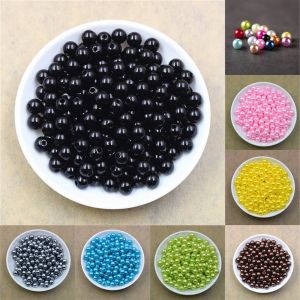 50-400 pcs/lot 4/6/8/10/12MM trou Imitation perles rondes en plastique acrylique entretoise perle