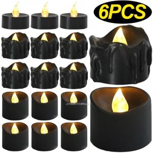 Lampe à bougie LED noire à piles, fausse bougie électronique sans flamme, décoration de fête