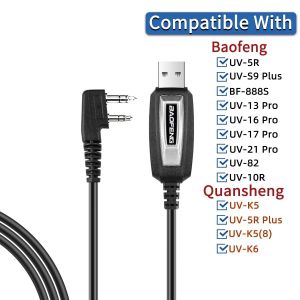 Câble de programmation USB avec CD pour Baofeng UV-5R 82 888S UV-S9PLUS UV-13 16 17 21 Pro Quansheng