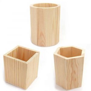 Bo&icirc;te de rangement en bois pour stylos, pot &agrave; crayons, porte-stylo de bureau, conteneur de pinceaux
