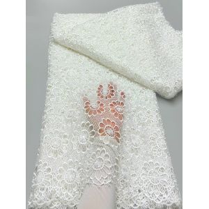 Tissu nigérian en dentelle Guipure de haute qualité, blanc pur, tissu africain en dentelle pour