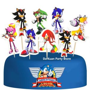 24 pi&egrave;ces Sonic le h&eacute;risson th&egrave;me bricolage fournitures de f&ecirc;te d&eacute;coration d'anniversaire b&eacute;b&eacute;