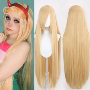 MEIFAN 100CM synthétique Cosplay Anime Costume perruque Blonde bleu rouge rose violet cheveux pour