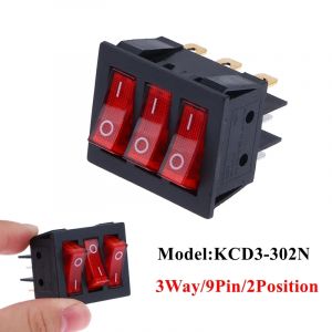 KCD3 interrupteur à bascule lumière rouge interrupteur à 3 voies 9 broches 2 positions ON-OFF/ON-ON