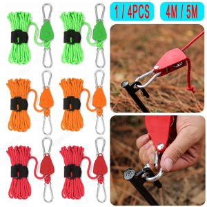 4/5m Camping corde tente réglable corde attache boucle fixe poulie tendeur cliquet cintres lumières