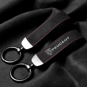 Porte-cl&eacute;s de voiture en daim, pendentif Anti-perte, cadeau suspendu pour Peugeot 206 207 208 301