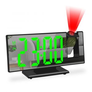 Réveil numérique alimenté par USB 180 °   Bras Projection réveil temps température Snooze horloge de