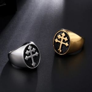 Bague punk rétro pour hommes, personnalité européenne et américaine, nouvelle croix en acier titane