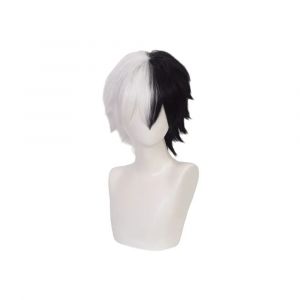 Danganronpa Monokuma Cosplay perruques synthétiques court blanc noir résistant à la chaleur cheveux