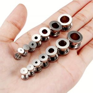 2pcs titane acier inoxydable oreille jauge Tunnel extenseur extenseur plug punk style Corps piercing