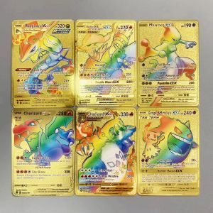Cartes m&eacute;talliques Pokemon anglaises, lettre monstre de poche, carte en fer Arceus Mewtwo Pikachu Gx