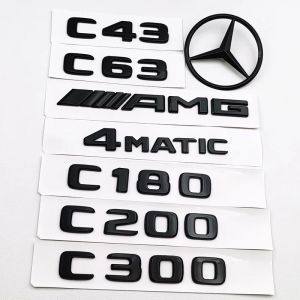 3D ABS noir C63 C43 C180 C220d C300 Logo lettres 4MATIC Badge voiture arrière étoile autocollant AMG