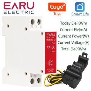 Compteur d'énergie WiFi Tuya Smart Life App AC 110V 230V 63A avec pince de transformateur de courant
