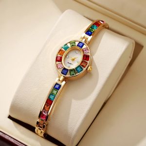 Montres de luxe en strass pour femmes, Bracelet à la mode, montre à Quartz pour dames, horloge