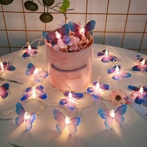 1M 3M LED papillon chaîne lumières alimenté par batterie fée lumières chambre guirlande rideau