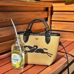 Nouveau grand sac fourre-tout cheval tissé en paille, sac à main décontracté pour femmes, sac à