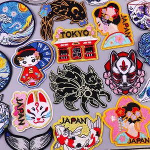 Parches de dessin anim&eacute; japonais, patchs thermoadh&eacute;sifs pour v&ecirc;tements, broderie/Patch Fusible pour