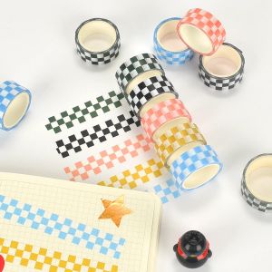 Ruban Washi à grille damier, 5 rouleaux, pour Scrapbooking, planificateurs, décoration et artisanat,