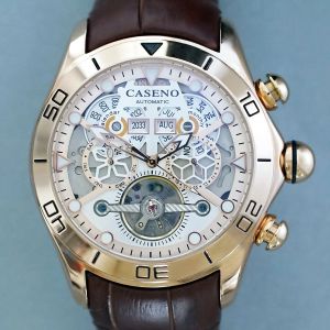 CASENO marque bulle calendrier perpétuel entièrement automatique tourbillon grand cadran montre