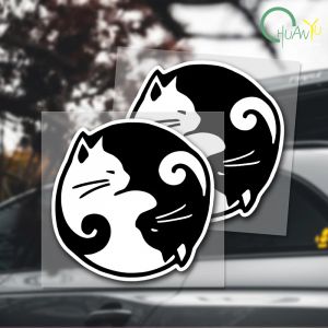 Autocollant de voiture en vinyle chat Yin Yang, autocollant &eacute;tanche pour d&eacute;coration de voiture,