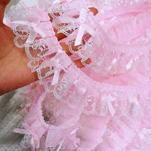 Dentelle en Tulle rose brod&eacute; de 5CM de large, ruban de couture &agrave; faire soi-m&ecirc;me, Applique de col