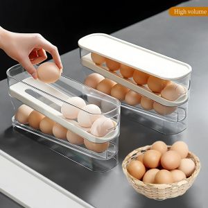 Porte-œufs à défilement automatique, boîte de rangement pour porte-œufs de cuisine, panier à œufs,