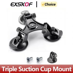 Support à Triple ventouse avec adaptateur fileté Standard 1/4 pouces pour GoPro Hero 13 12 11 10 9 8