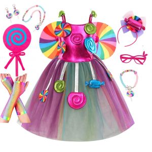 Robe Tutu fantaisie sucette 2025, pour célébration de carnaval, Robe en Tulle arc-en-ciel de haute