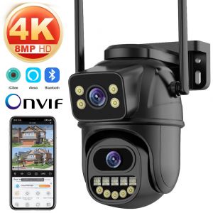 4K 8MP HD Wifi PTZ cam&eacute;ra ext&eacute;rieure double objectif double &eacute;cran AI suivi automatique cam&eacute;ra IP