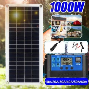 Panneau solaire 1000W 12V, cellule solaire avec contrôleur 60A 100A, Charge solaire pour téléphone