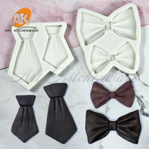 Moule à gâteau au chocolat en Silicone, deux Types de nœuds papillon, Fondant, pâtisserie, savon,