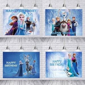 Toile de fond princesse Disney la reine des neiges, Elsa, Anna, fête d'anniversaire pour enfants