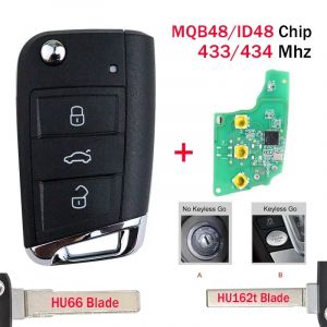 Clé télécommande de voiture 433MHz, puce MQB48 ID48 pour Volkswagen Seat Golf 7 MK7 Vw Tiguan Touran