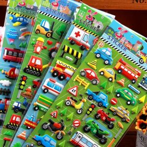 Autocollant bulle 3D imperméable, 6 feuilles, pour voiture, camion, avion, trafic, dessin animé,