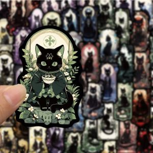 10/30/50pcs Vintage Goth Chat Tarot Autocollants pour Ordinateur Portable Planche À Roulettes Valise