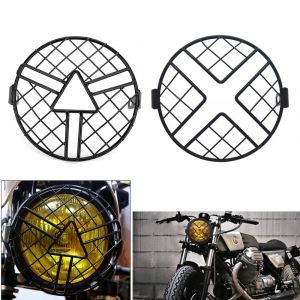 7 "moto phare maille gril garde avant lampe maille Grille couverture protecteur pour café Racer