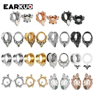EARKUO dernières bouchons de perçage d'oreille en acier inoxydable Tunnels civières extenseurs mode