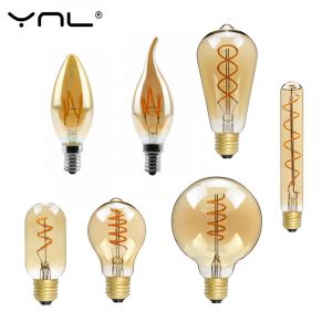 Rétro LED Spirale Filament Ampoule E14 E27 Vintage LED Ampoule 220 V 4 W C35 A60 T45 ST64 G80 G95