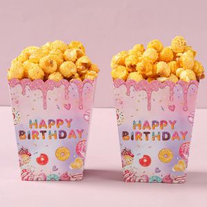  Bo&icirc;te &agrave; pop-corn en forme de beignet, bo&icirc;te &agrave; bonbons et biscuits &agrave; th&egrave;me doux pour enfants,