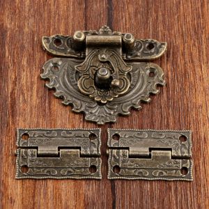 Cadenas en bronze antique, loquet de boîte en bois, charnière d'armoire de valise, quincaillerie