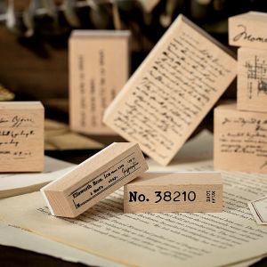 Yoofun 8 modèles numéro symbole treillis vierge lettre d'amour tampon en caoutchouc en bois pour