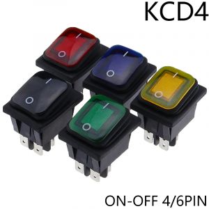 30x22 interrupteur &agrave; bascule &eacute;tanche robuste 12V LED rouge 220V lumi&egrave;re &eacute;clair&eacute;e 16A 250VAC KCD4-201