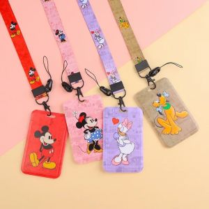 Porte-cartes Disney Minnie Mickey, lanières, porte-cartes pour filles, corde suspendue, porte-Badge,