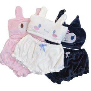 Kawaii Anime Kuromi pyjamas ma m&eacute;lodie pompon Purin Hello Kitty hiver chaud en peluche bustier